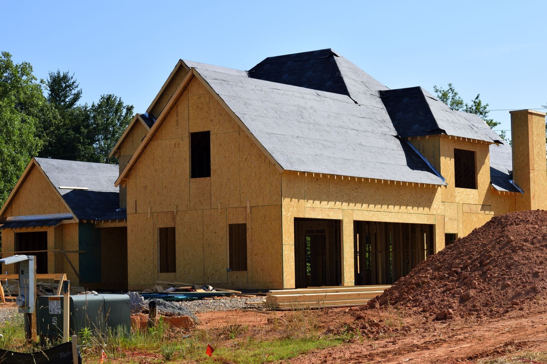 Timber-frame house under construction