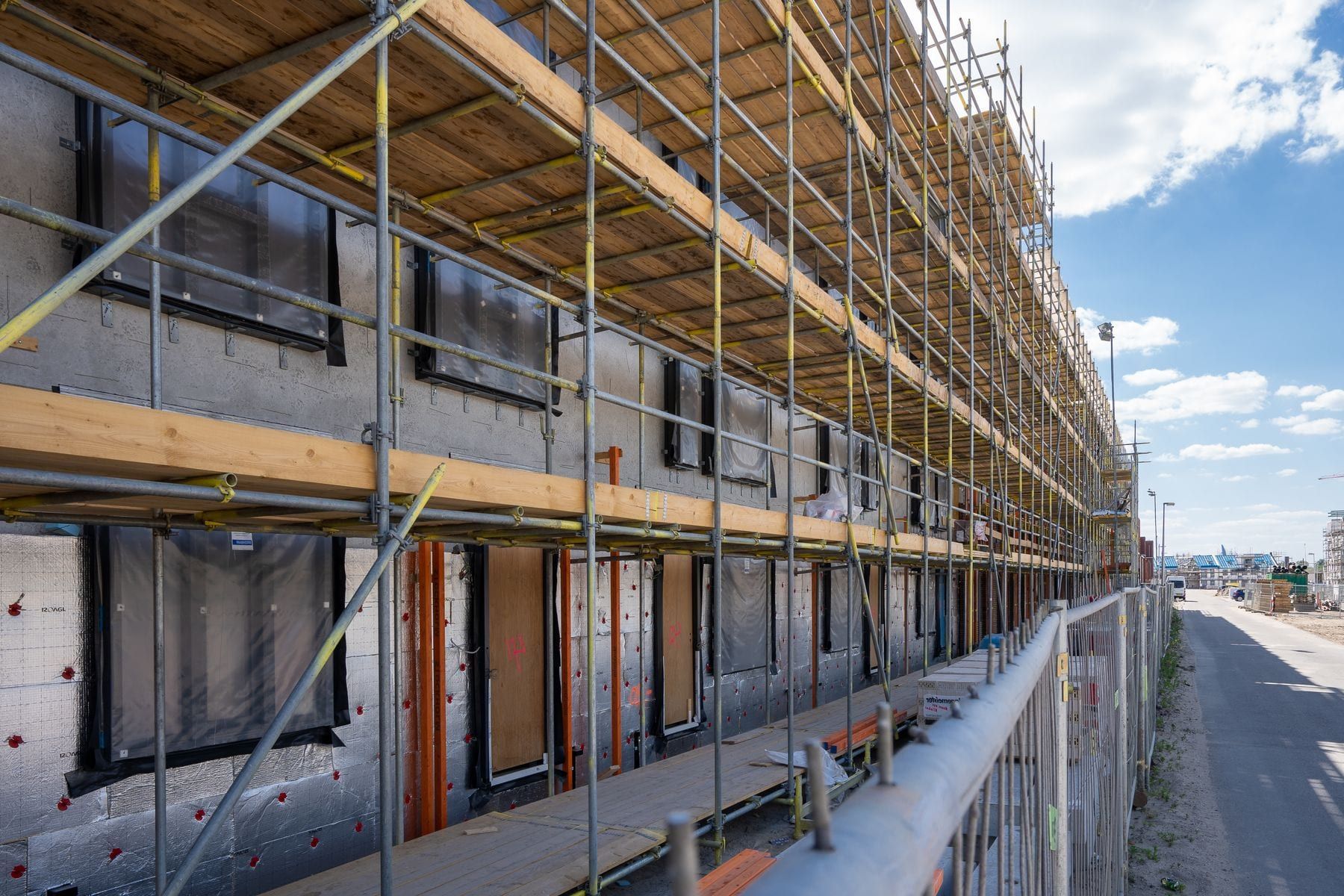 Scaffolding during a facade renovation